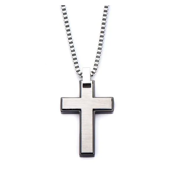 Black Plated and Stainless Steel Cross Necklace Don's Jewelry & Design Washington, IA