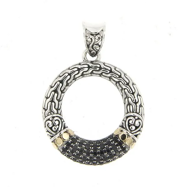 Sterling Silver and 18kt Yellow Gold Black Spinel Pendant Don's Jewelry & Design Washington, IA