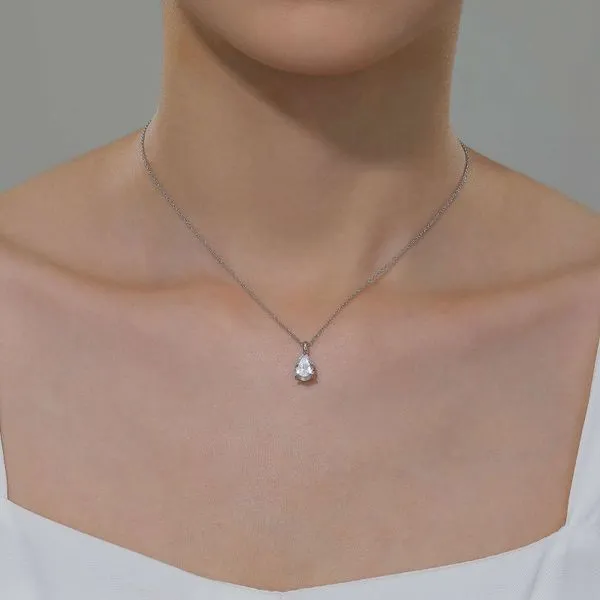 Pear-Shaped Solitaire Necklace Image 2 Don's Jewelry & Design Washington, IA