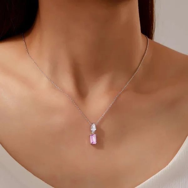 Fancy Lab-Grown Pink Sapphire Necklace Image 2 Don's Jewelry & Design Washington, IA