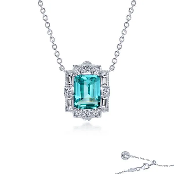 Fancy Lab-Grown Teal Sapphire Halo Necklace Don's Jewelry & Design Washington, IA