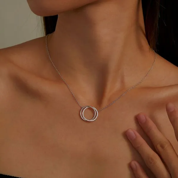Sterling Silver Interlocking Circles Necklace Image 2 Don's Jewelry & Design Washington, IA