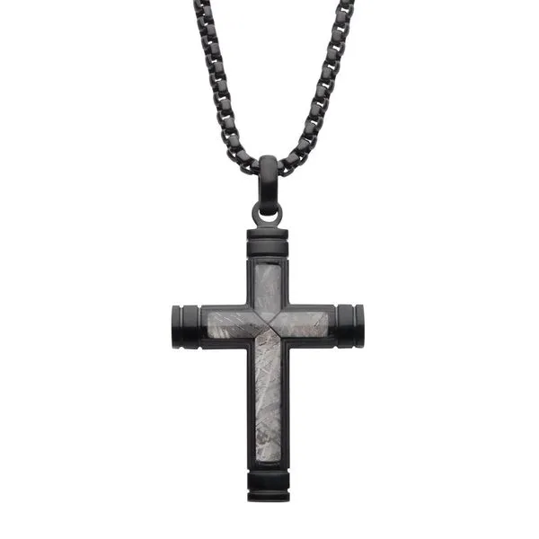 Meteorite Inlay Cross Necklace Don's Jewelry & Design Washington, IA