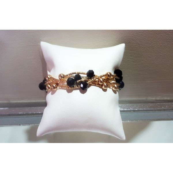 Yellow Gold Plate Stretch Bracelets with Black Crystals Don's Jewelry & Design Washington, IA