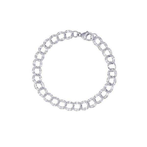 Sterling Silver Double Link Curb Charm Bracelet Don's Jewelry & Design Washington, IA