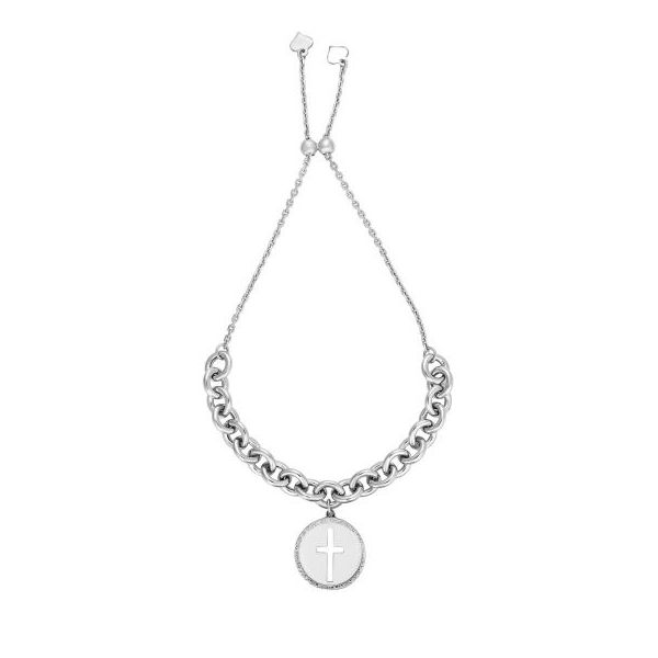 Sterling Silver Adjustable Bracelet with Cross Charm Don's Jewelry & Design Washington, IA