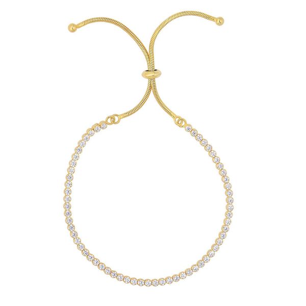 Yellow Gold Plate Crystal Adjustable Bracelet Don's Jewelry & Design Washington, IA