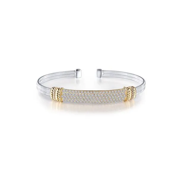 Sterling Silver & 18kt Yellow Gold Plate Simulated Diamond Bangle Bracelet Don's Jewelry & Design Washington, IA