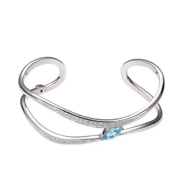 Sterling Silver Blue Topaz & CZ Cuff Bracelet Don's Jewelry & Design Washington, IA