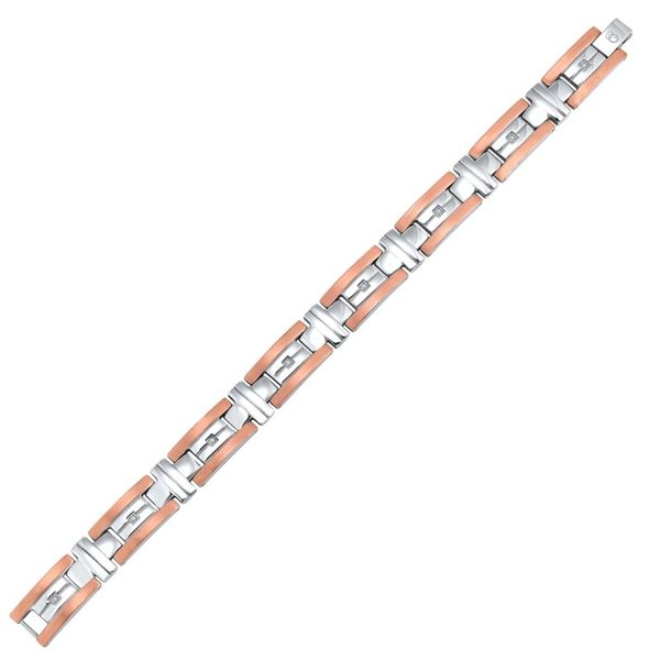 Stainless Steel & Rose Gold Plate Diamond Bracelet Don's Jewelry & Design Washington, IA