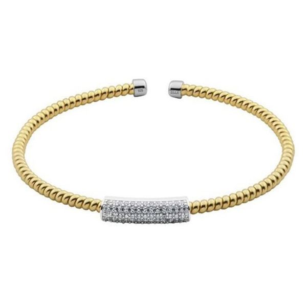 Yellow Gold Plate CZ Cuff Bracelet Don's Jewelry & Design Washington, IA