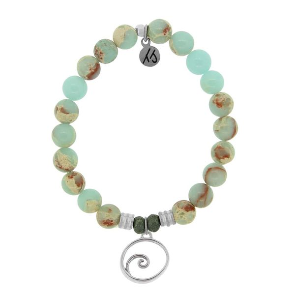 Desert Jasper Stone Bracelet with Wave Sterling Silver Charm Don's Jewelry & Design Washington, IA