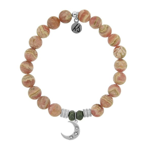 Rhodochrosite Stone Bracelet with Friendship Stars Sterling Silver Charm Don's Jewelry & Design Washington, IA