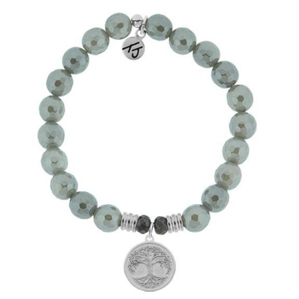 Grey Agate Stone Bracelet with Tree of Life Sterling Silver Charm Don's Jewelry & Design Washington, IA
