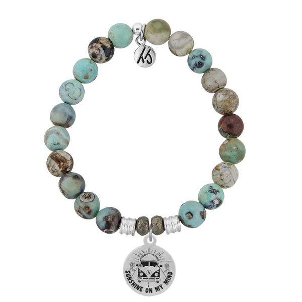 Turquoise Jasper Stone Bracelet with Life's a Journey Sterling Silver Charm Don's Jewelry & Design Washington, IA