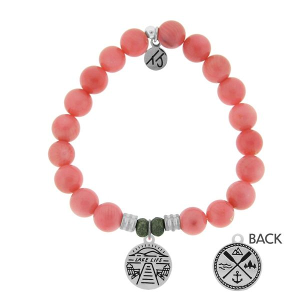 Pink Coral Stone Bracelet with Lake Life Sterling Silver Charm Don's Jewelry & Design Washington, IA