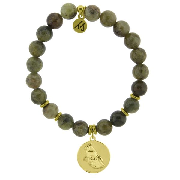 Green Garnet Stone Bracelet with Cardinal Gold Charm Don's Jewelry & Design Washington, IA