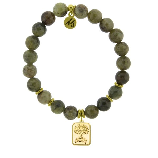 Green Garnet Stone Bracelet with Family Tree Gold Charm Don's Jewelry & Design Washington, IA