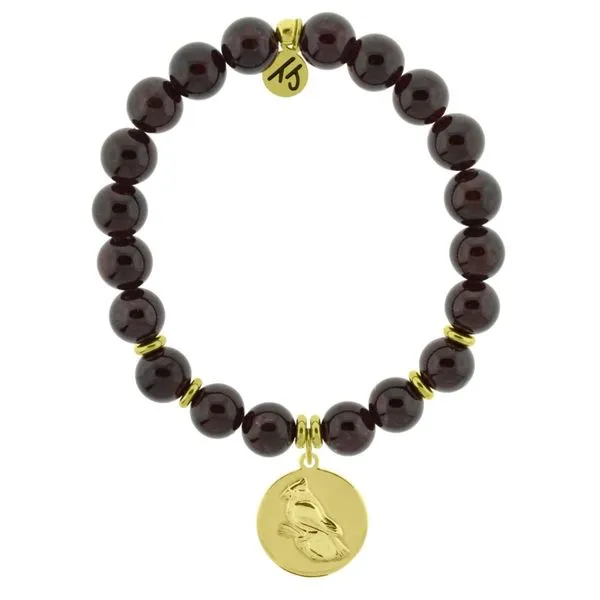 Garnet Stone Bracelet with Cardinal Gold Charm Don's Jewelry & Design Washington, IA