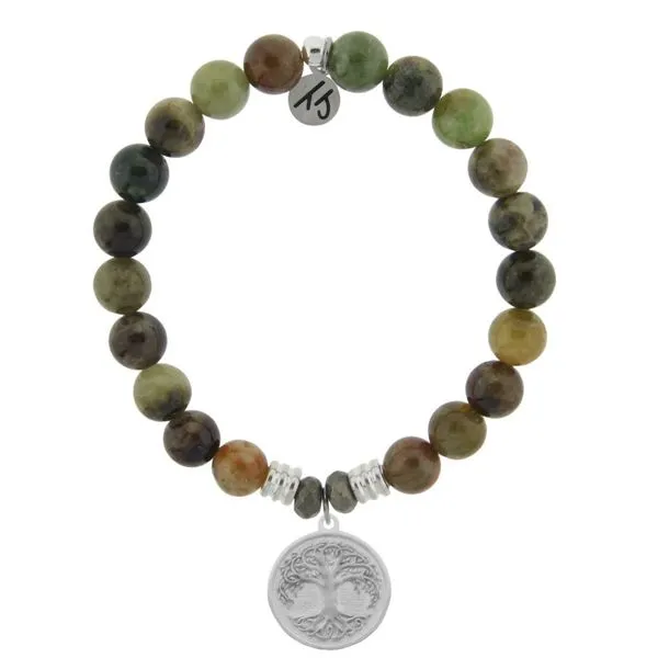 Green Garnet Stone Bracelet with Tree of Life Sterling Silver Charm Don's Jewelry & Design Washington, IA