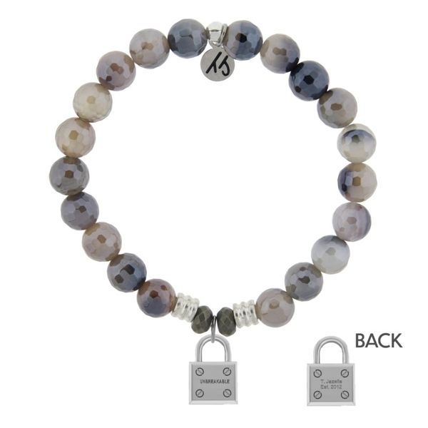 Storm Agate Stone Bracelet with Unbreakable Sterling Silver Charm Don's Jewelry & Design Washington, IA