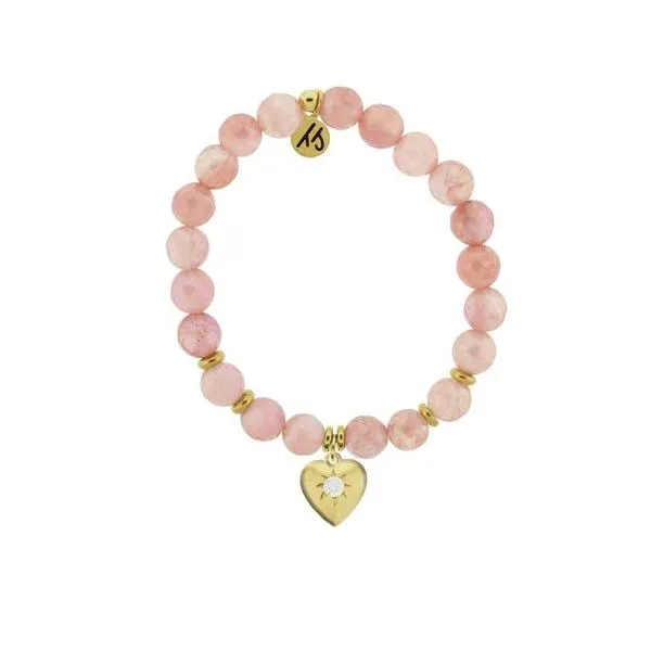 Watermelon Quartz Stone Bracelet with Self Love Gold Charm Don's Jewelry & Design Washington, IA
