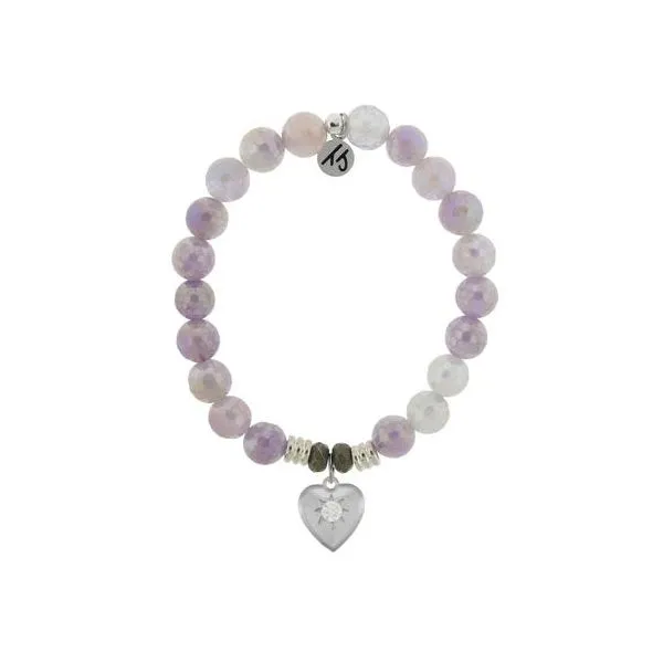 Mauve Jade Stone Bracelet with Self Love Sterling Silver Charm Don's Jewelry & Design Washington, IA