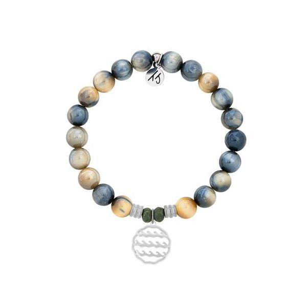 Dream Tiger's Eye Stone Bracelet with Waves of Life Sterling Silver Charm Don's Jewelry & Design Washington, IA