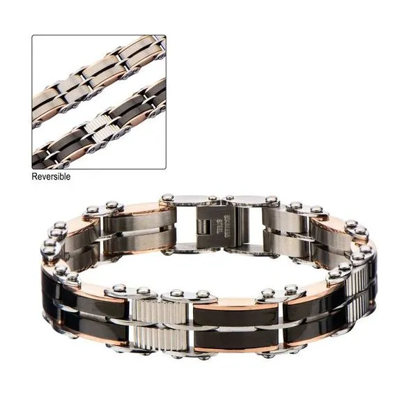 Stainless Steel Black & Rose Gold Plated Reversible Bracelet Don's Jewelry & Design Washington, IA