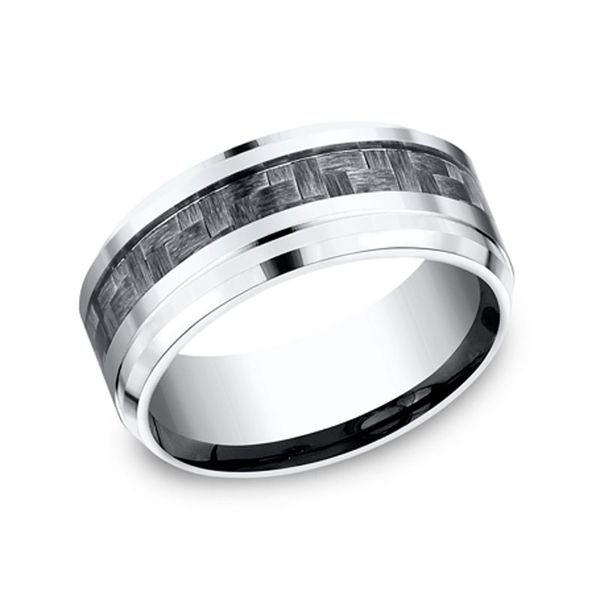 Men's 9mm Cobalt Ring with Gray Carbon Fiber Inlay Don's Jewelry & Design Washington, IA