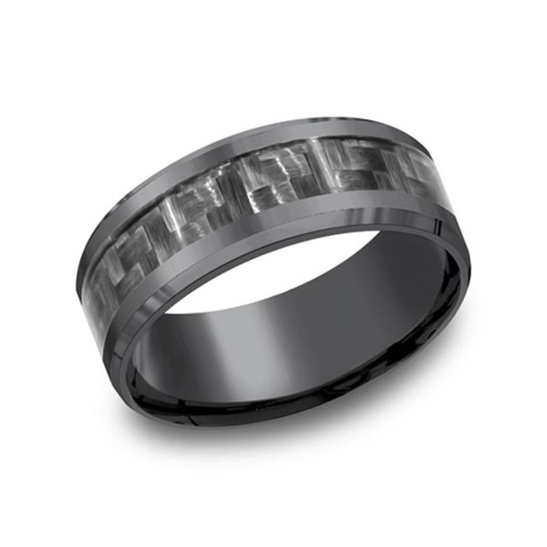 Men's 8mm Tantalum Ring with Gray Carbon Fiber Inlay Don's Jewelry & Design Washington, IA