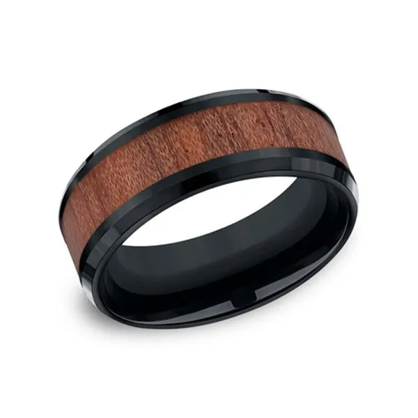 Men's Black Cobalt Ring with Wood Inlay Don's Jewelry & Design Washington, IA