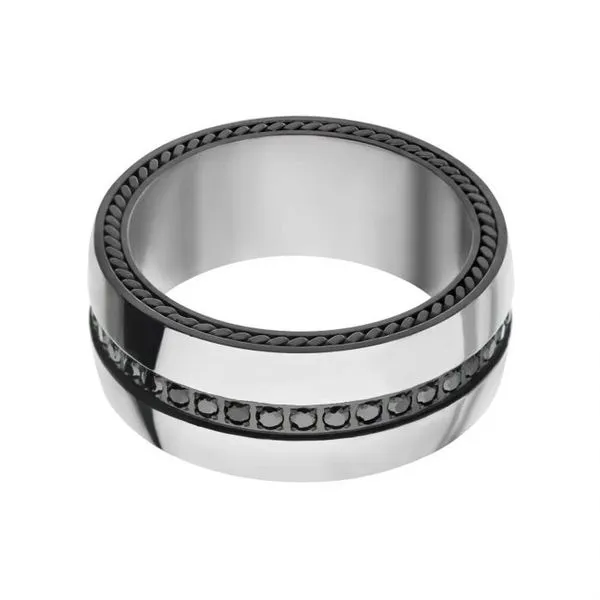 Stainless Steel Ring with Black CZ Image 2 Don's Jewelry & Design Washington, IA