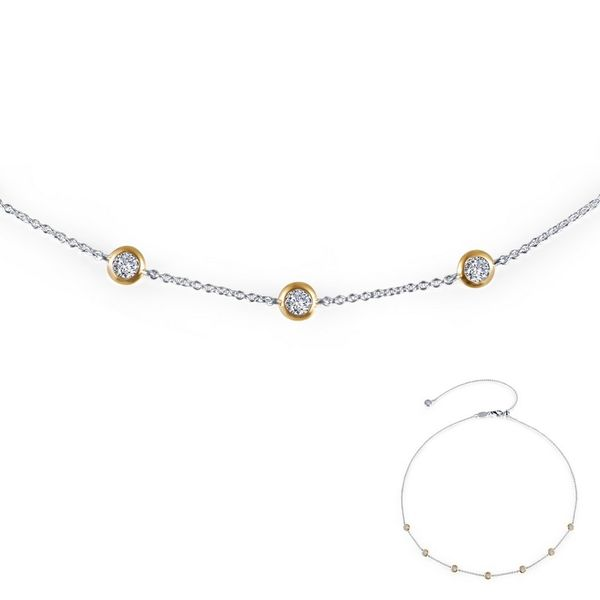 Sterling Silver & Yellow Gold Plate Simulated Diamond Necklace Don's Jewelry & Design Washington, IA