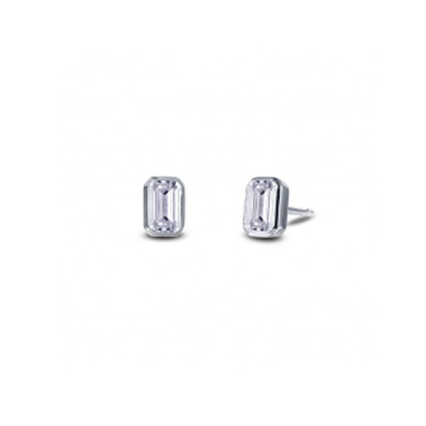 Sterling Silver Simulated Emerald Cut Diamond Earrings Don's Jewelry & Design Washington, IA