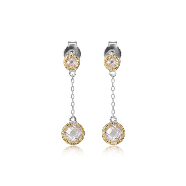 Sterling Silver & Gold Plate Drop CZ Earrings Don's Jewelry & Design Washington, IA
