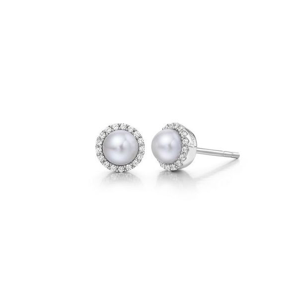 Sterling Silver Freshwater Pearl & Simulated Diamond Stud Earrings Don's Jewelry & Design Washington, IA
