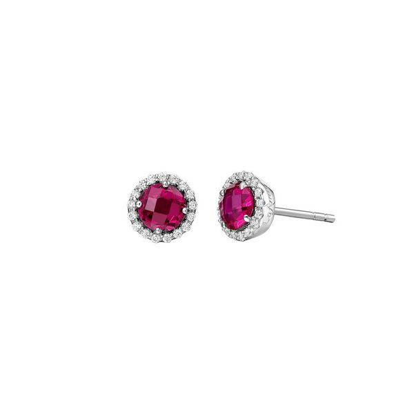 Sterling Silver Lab Grown Ruby & Simulated Diamond Stud Earrings Don's Jewelry & Design Washington, IA