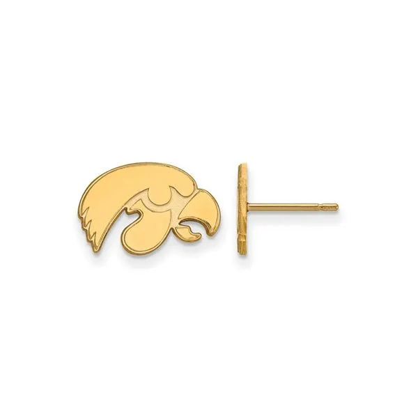 Yellow Gold Plate University of Iowa Hawkeye Stud Earrings Don's Jewelry & Design Washington, IA