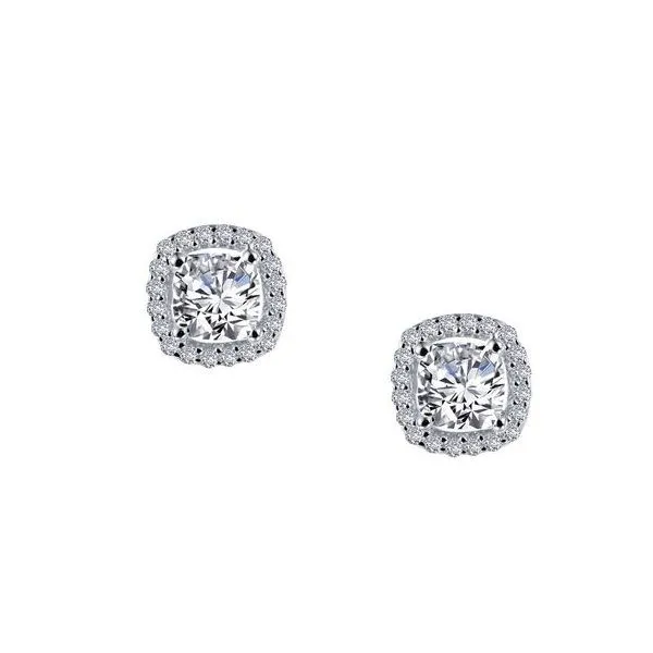 Sterling Silver Cushion Cut Simulated Diamond Stud Earrings
