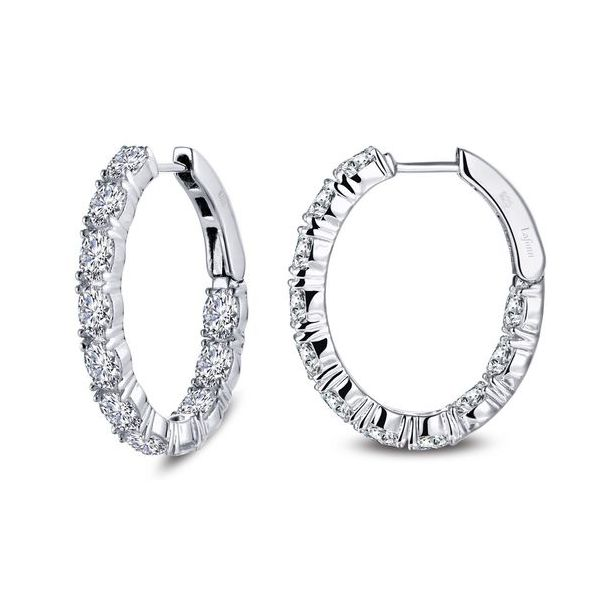 Sterling Silver Simulated Diamond Hoop Earrings Don's Jewelry & Design Washington, IA