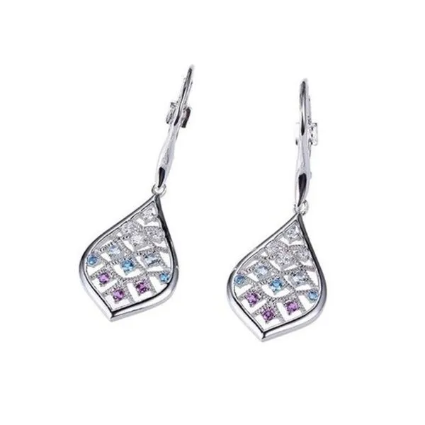 Sterling Silver CZ, Blue Topaz, & Amethyst Earrings Don's Jewelry & Design Washington, IA