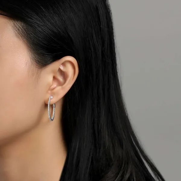 Sterling Silver Simulated Diamond Hoop Earrings Image 2 Don's Jewelry & Design Washington, IA