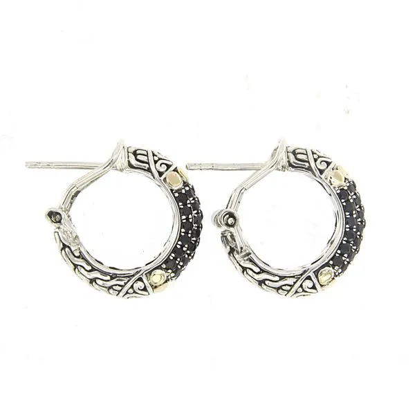 Sterling Silver and 18kt Yellow Gold Black Spinel Earrings Image 2 Don's Jewelry & Design Washington, IA