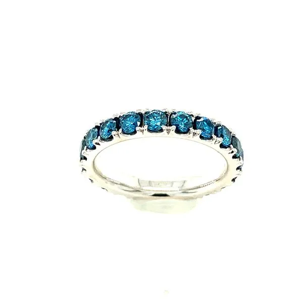 14K White Gold Tahoe Blue Diamond Eternity Band Double Diamond Jewelry Olympic Valley, CA