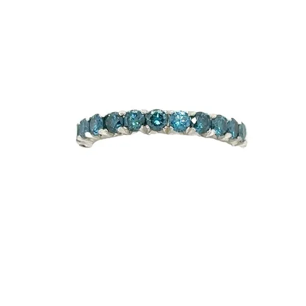 19K White Gold Tahoe Blue Diamond Half Eternity Band Image 2 Double Diamond Jewelry Olympic Valley, CA