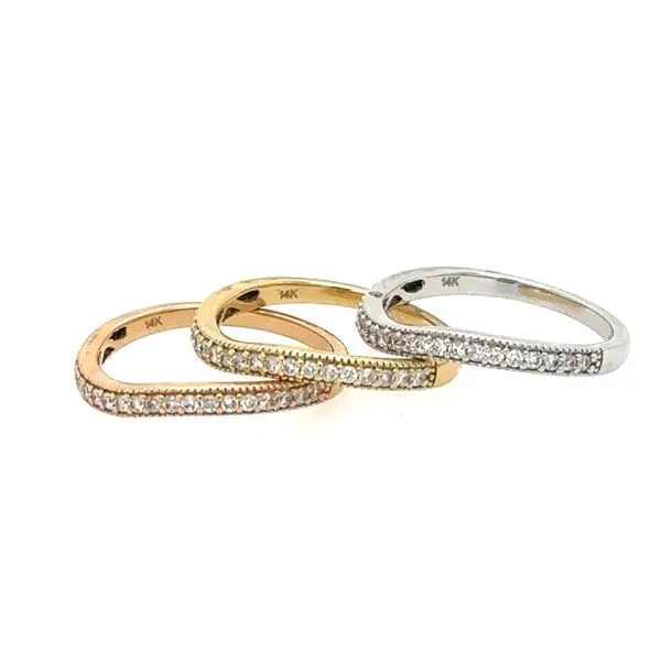 14 Karat White, Rose, And Yellow Gold Stackable Diamond Ring Set Image 2 Double Diamond Jewelry Olympic Valley, CA