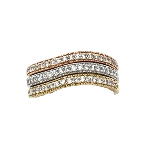 14 Karat White, Rose, And Yellow Gold Stackable Diamond Ring Set Double Diamond Jewelry Olympic Valley, CA
