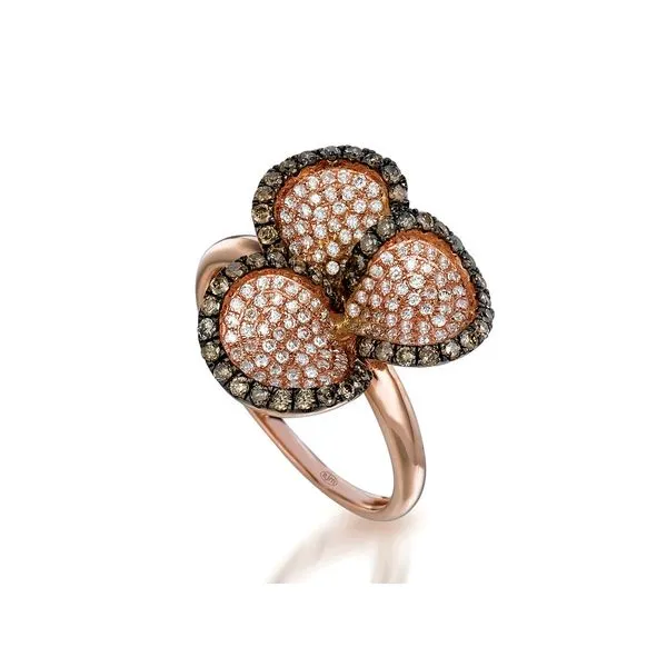 14K Rose Gold Mocha Diamond and Diamond Flower Ring Double Diamond Jewelry Olympic Valley, CA