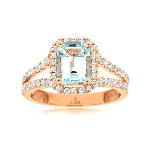 14K Rose Gold Aquamarine and Diamond Ring Double Diamond Jewelry Olympic Valley, CA